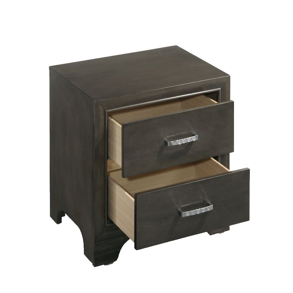 Grey 2-drawer Nightstand. Picture 3