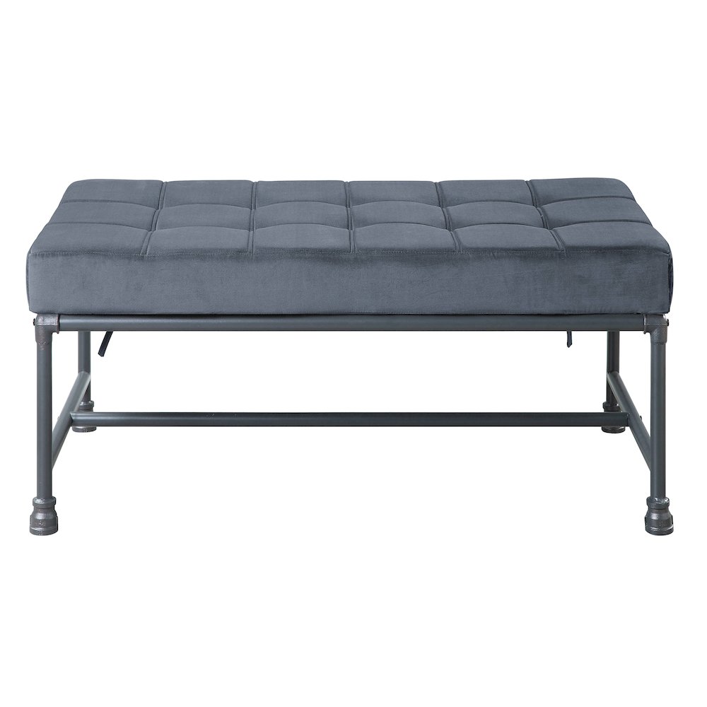 Grey and Sandy Grey Tufted Bench. Picture 2