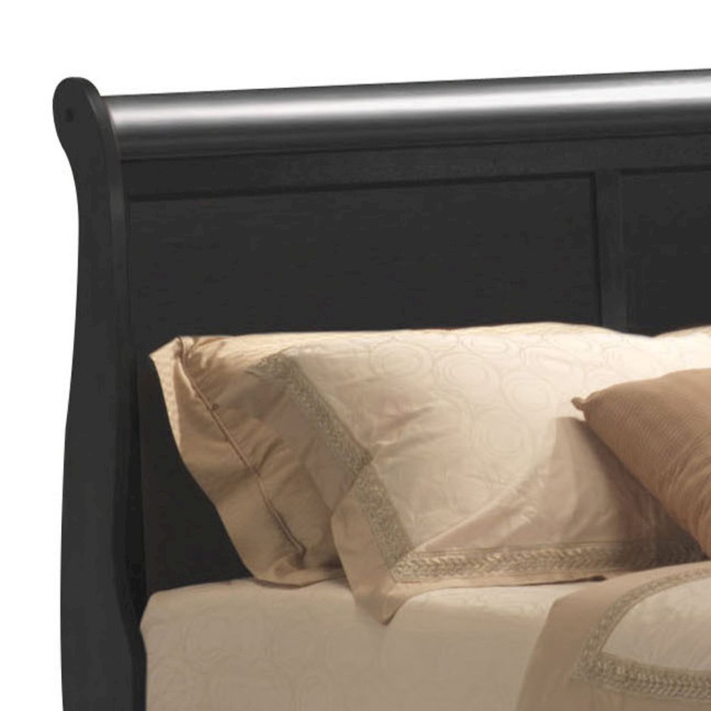 Black Sleigh Panel Bed. Picture 2