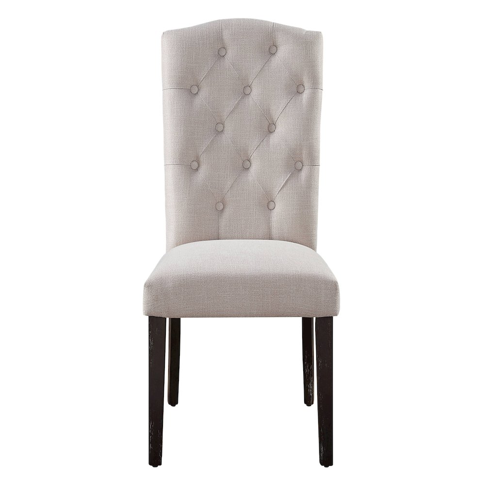 Beige and Weathered Espresso Tufted Back Side Chairs (Set of 2). Picture 2