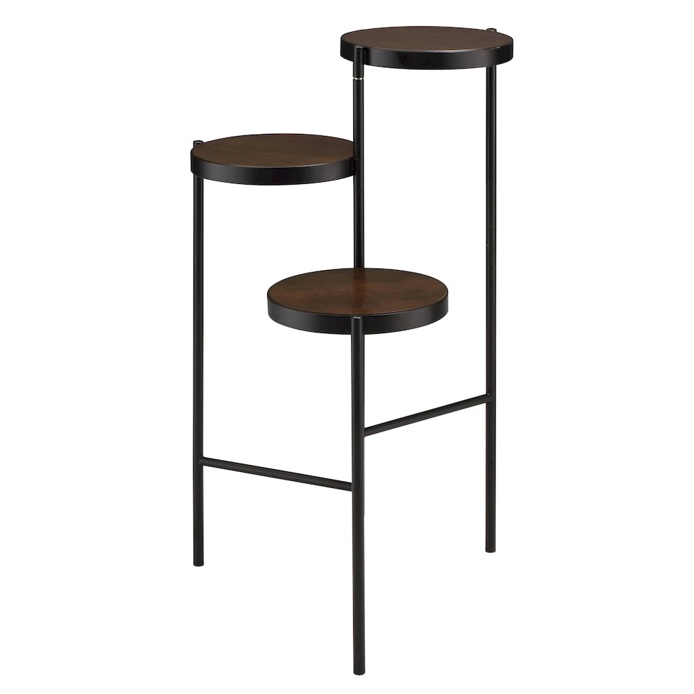 Black and Walnut 3-tier Foldable Plant Stand. Picture 1