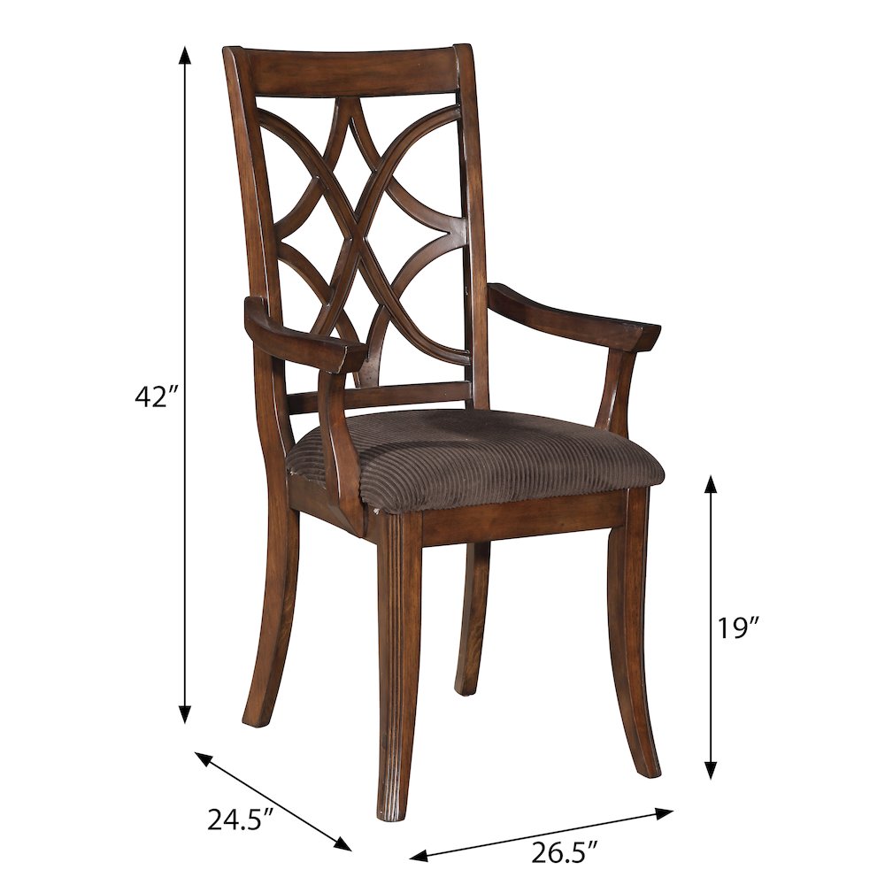 Brown and Dark Walnut Cross Back Arm Chairs (Set of 2). Picture 4