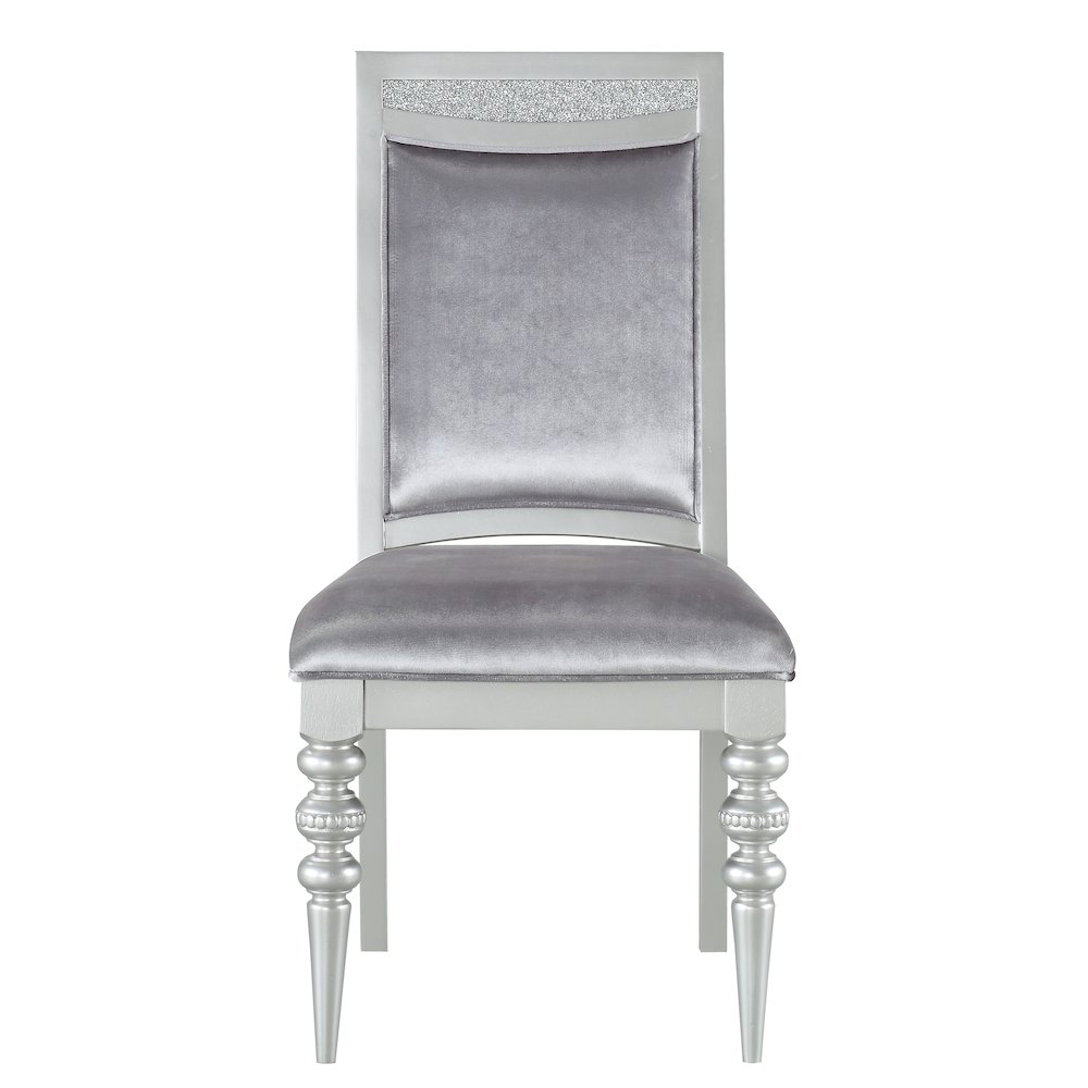 Grey and Platinum Upholstered Side Chairs (Set of 2). Picture 2