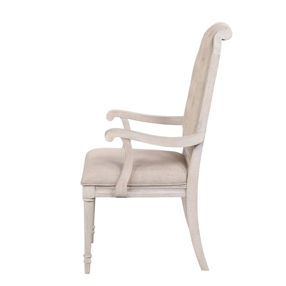 Beige and Antique Champagne Tufted Back Arm Chairs (Set of 2). Picture 3