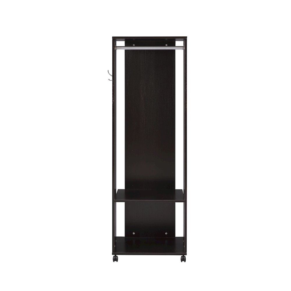 Espresso 1-Shelf Hall Tree with Casters and Hanging Rod. Picture 4