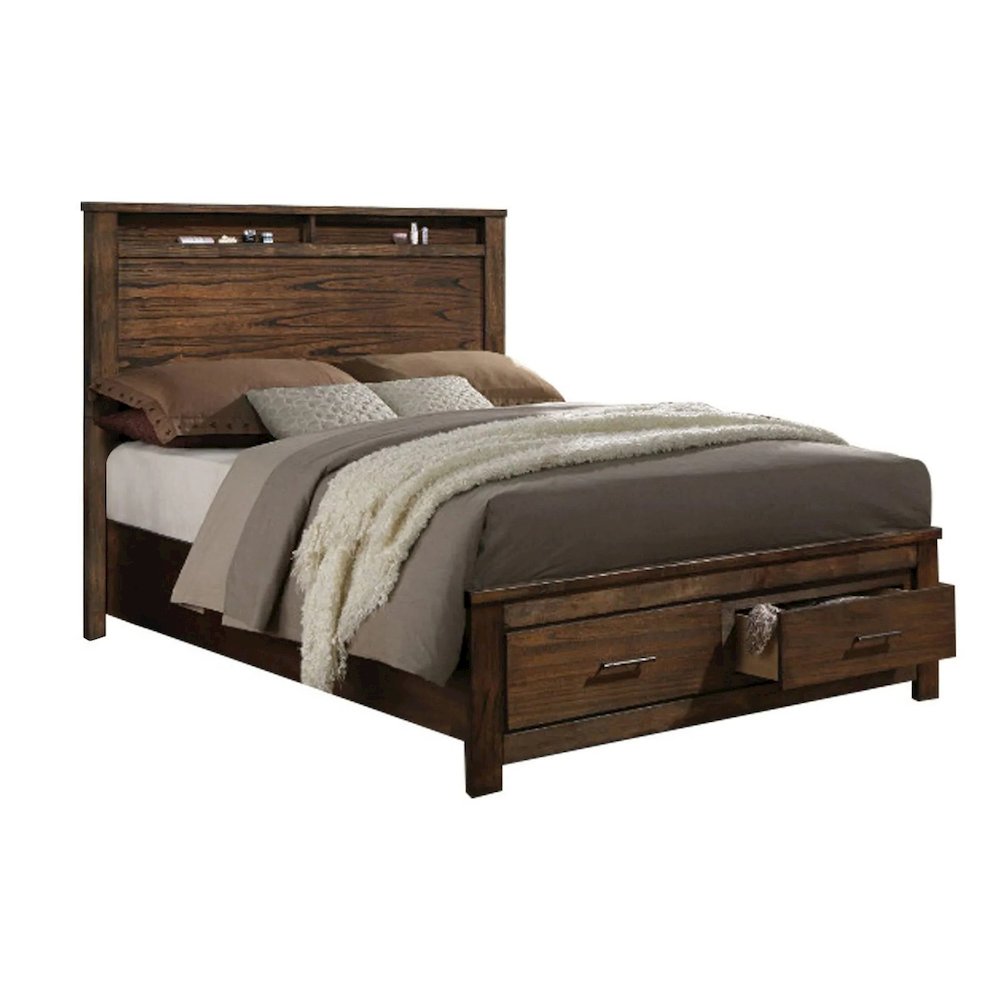 Oak Storage Bed with 2 Drawers. Picture 1