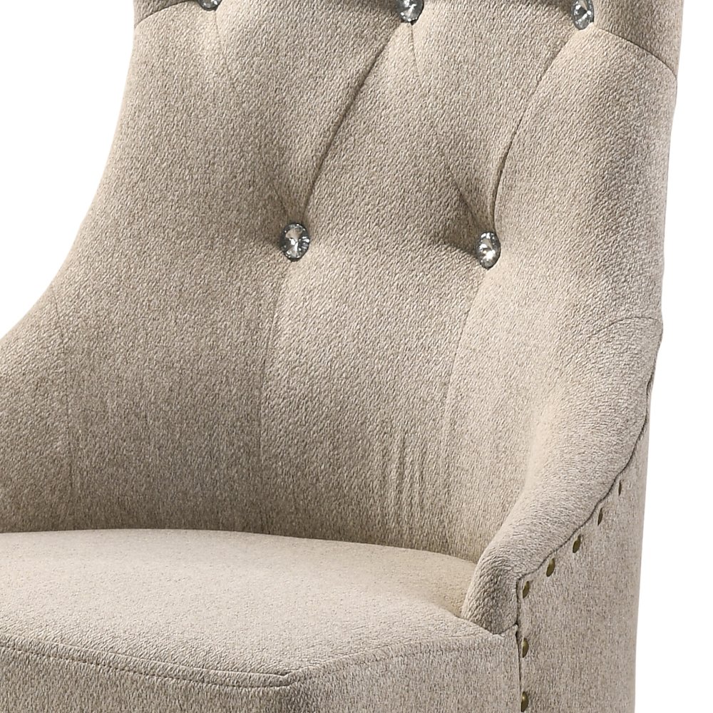 Beige and Reclaimed Grey Tufted Back Side Chairs (Set of 2). Picture 3