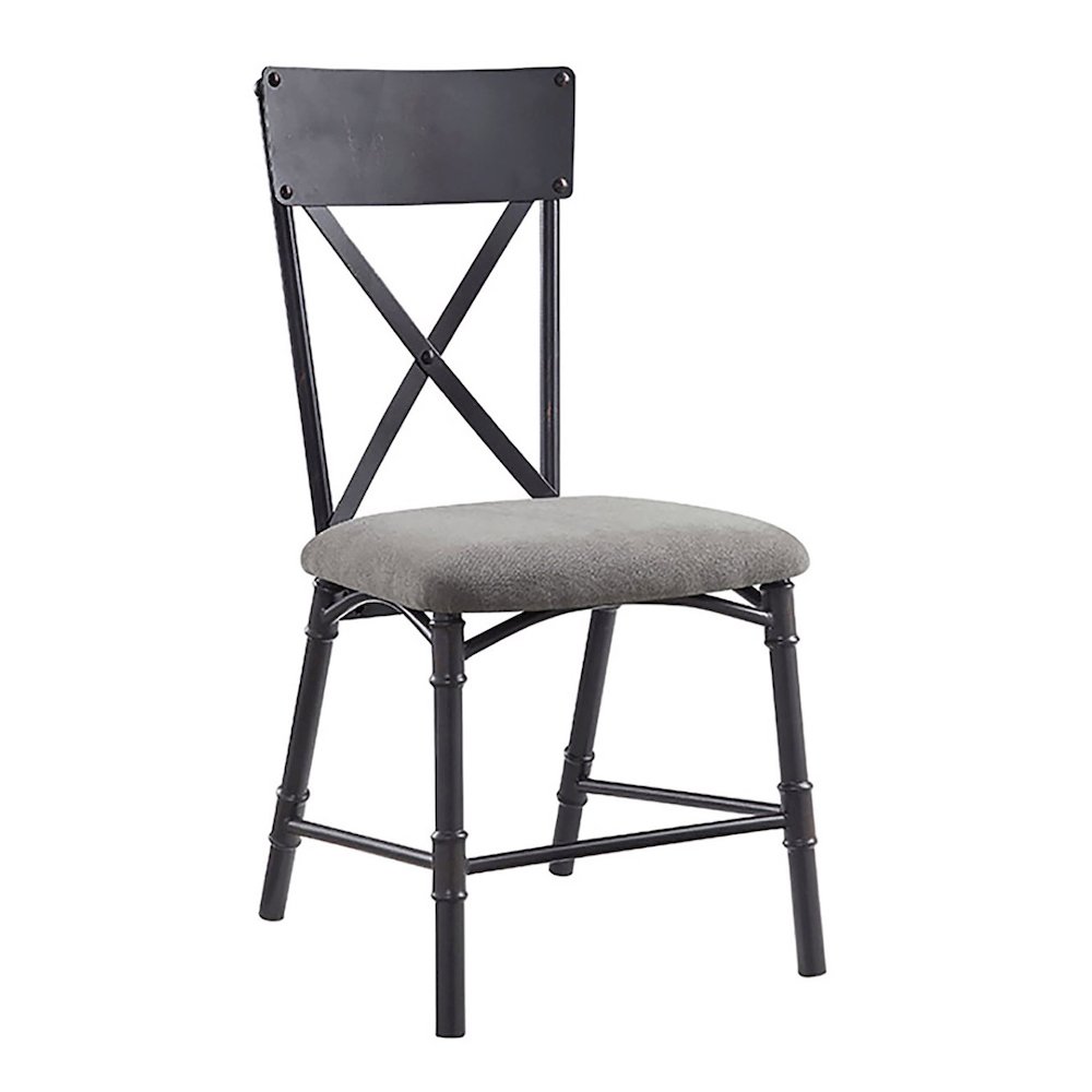 Grey and Sandy Black Side Chair with X-Shape Back (Set of 2). Picture 1