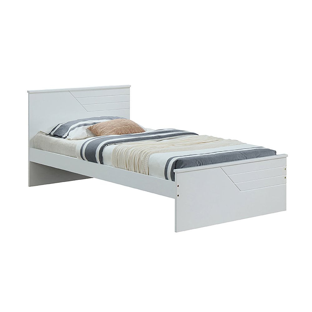 White Twin Bed with Low Profile Footboard. Picture 1