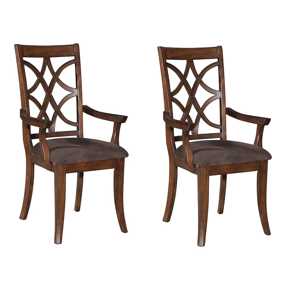 Brown and Dark Walnut Cross Back Arm Chairs (Set of 2). Picture 1