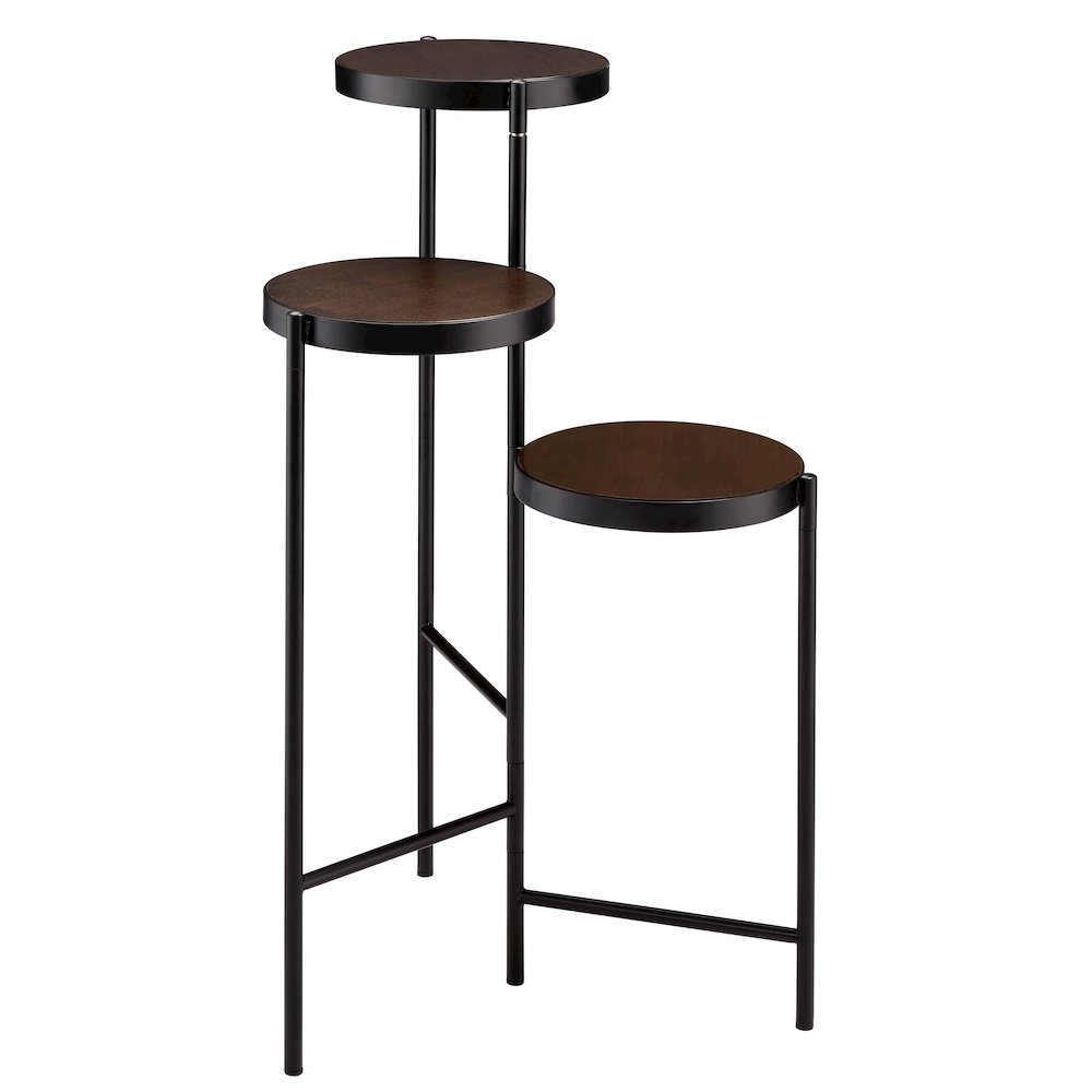 Black and Walnut 3-tier Foldable Plant Stand. Picture 2