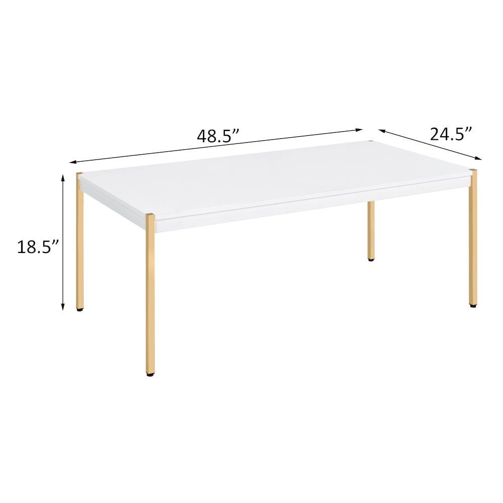 White and Gold Rectangle Coffee Table. Picture 5