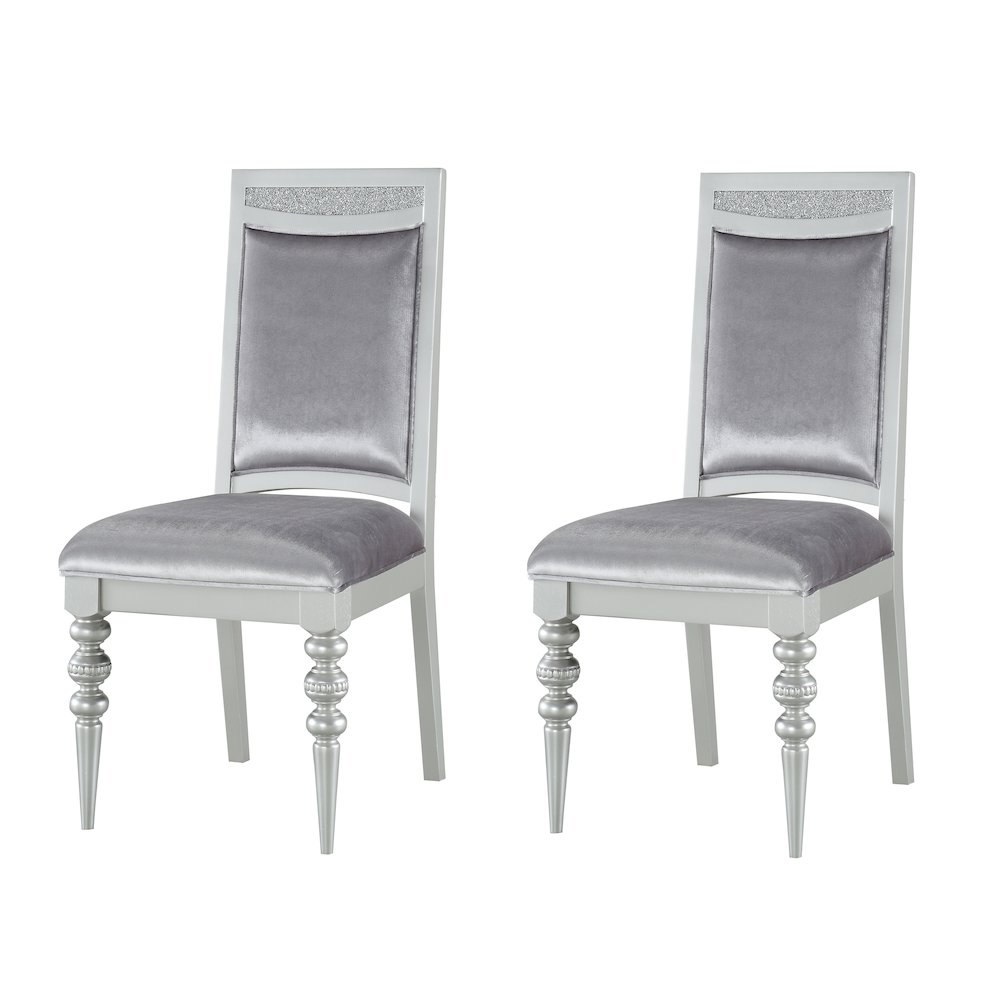 Grey and Platinum Upholstered Side Chairs (Set of 2). Picture 1