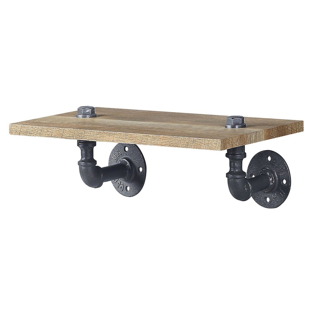 Oak and Sandy Black Rectangle Wall Shelf. Picture 1