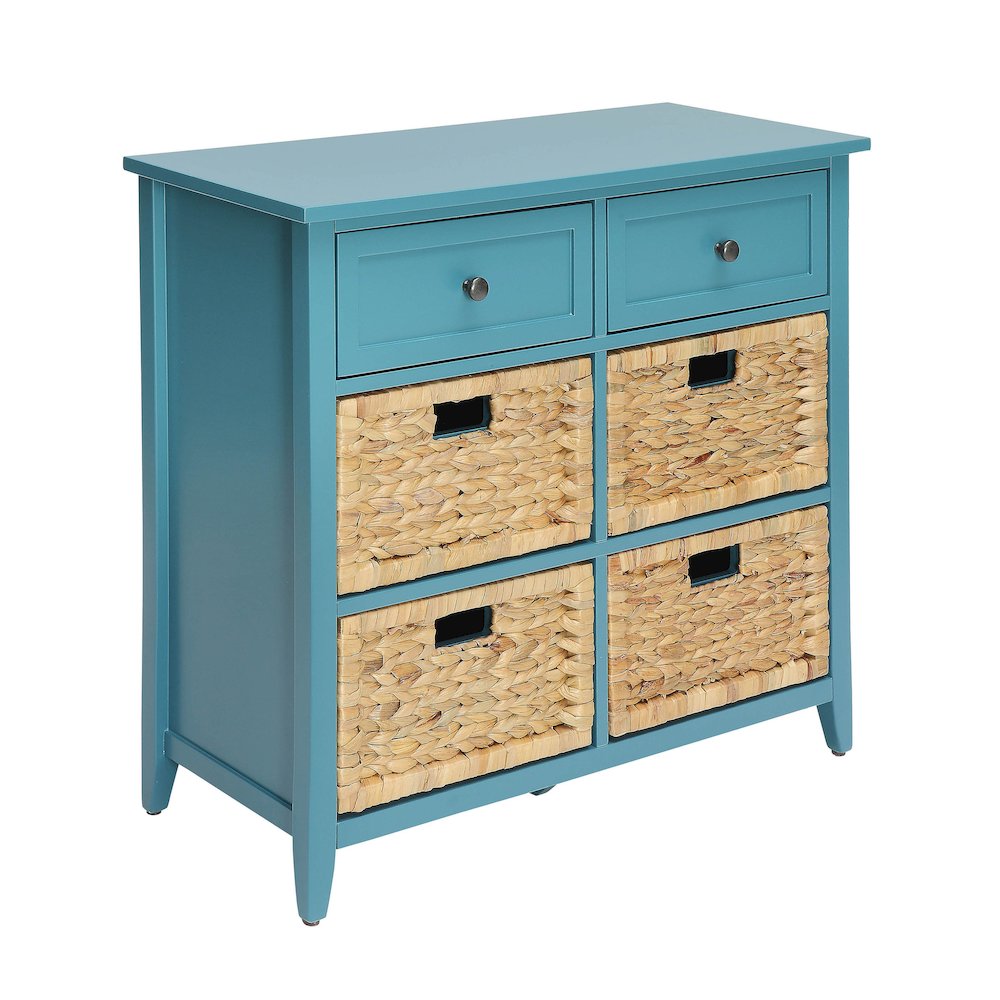 Teal Console Table with Storage. Picture 1
