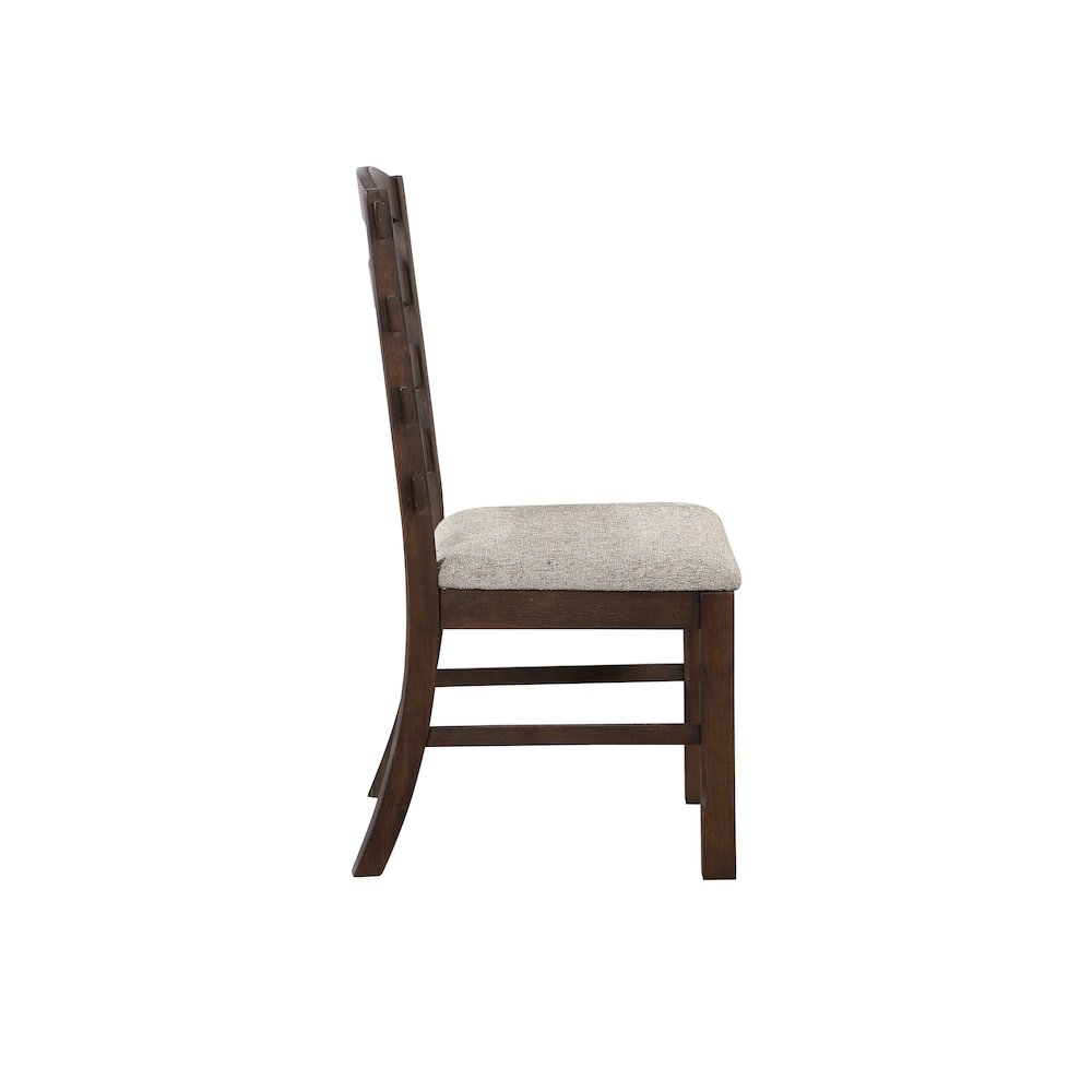 Grey and Rustic Brown Ladder Back Side Chairs (Set of 2). Picture 3