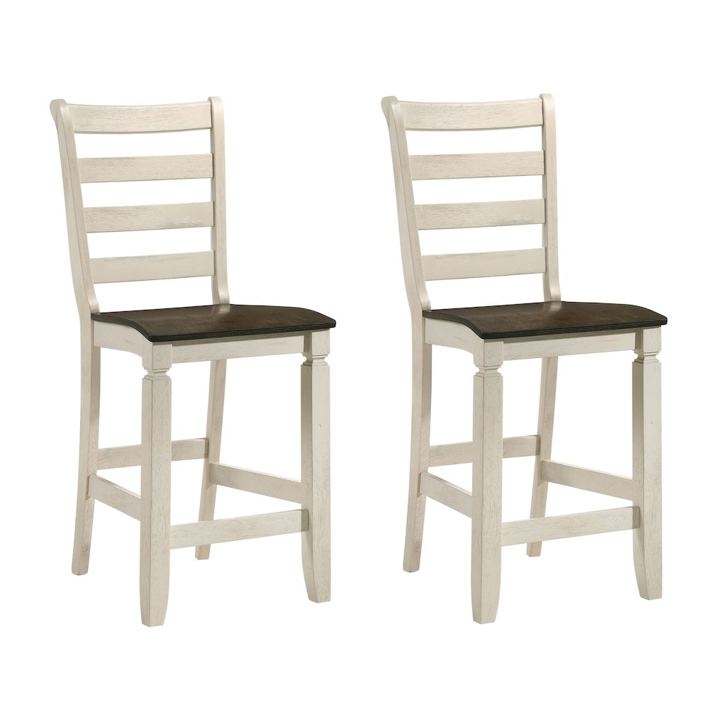 Oak and Antique White Counter Height Stools (Set of 2). Picture 1