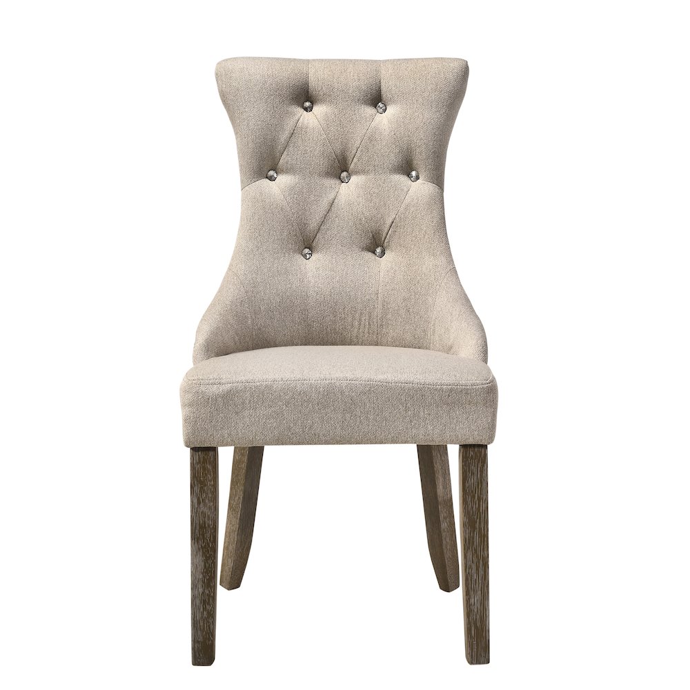 Beige and Reclaimed Grey Tufted Back Side Chairs (Set of 2). Picture 2