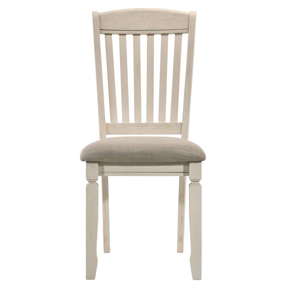Tan and Cream Slatted Back Side Chairs (Set of 2). Picture 2