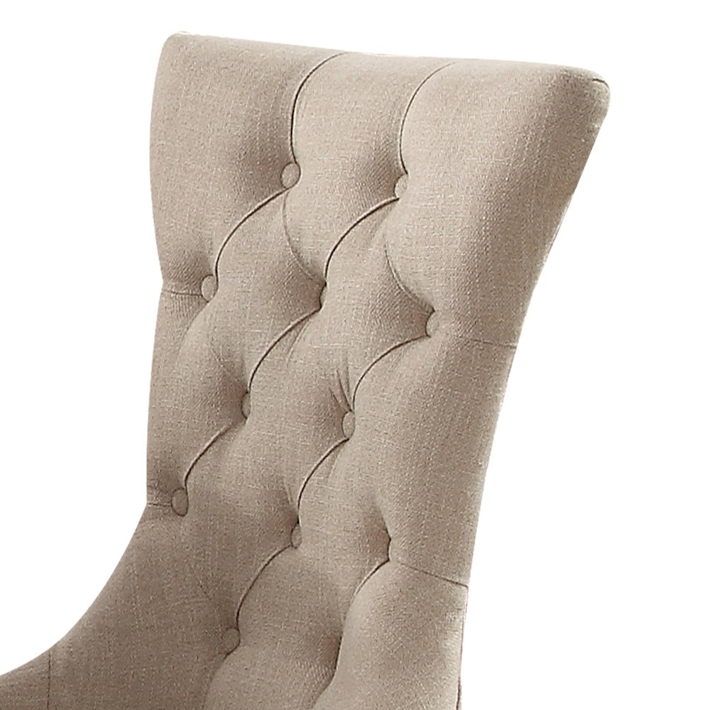 Beige and Weathered Espresso Tufted Back Arm Chairs (Set of 2). Picture 1