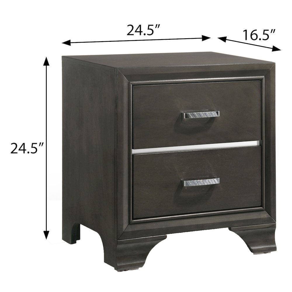 Grey 2-drawer Nightstand. Picture 5