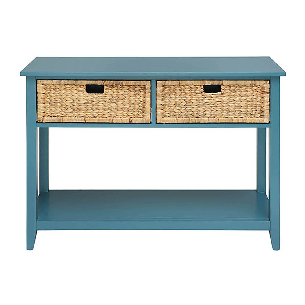 Teal Console Table with Bottom Shelf. Picture 2