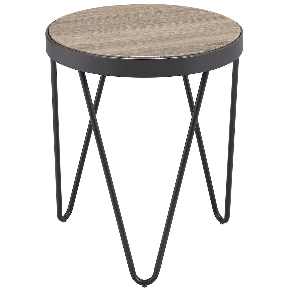 Weathered Grey Oak and Black End Table. Picture 2