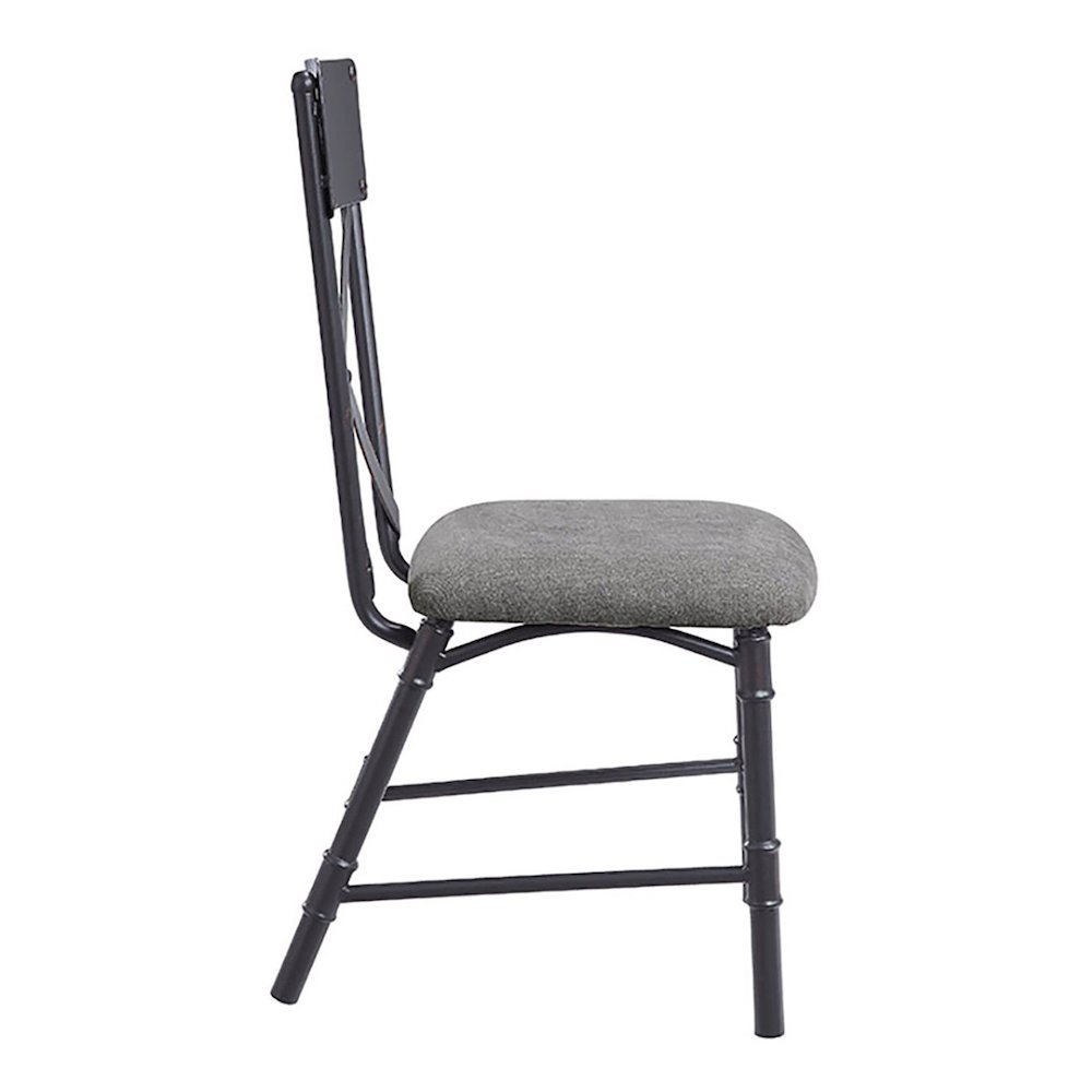 Grey and Sandy Black Side Chair with X-Shape Back (Set of 2). Picture 3