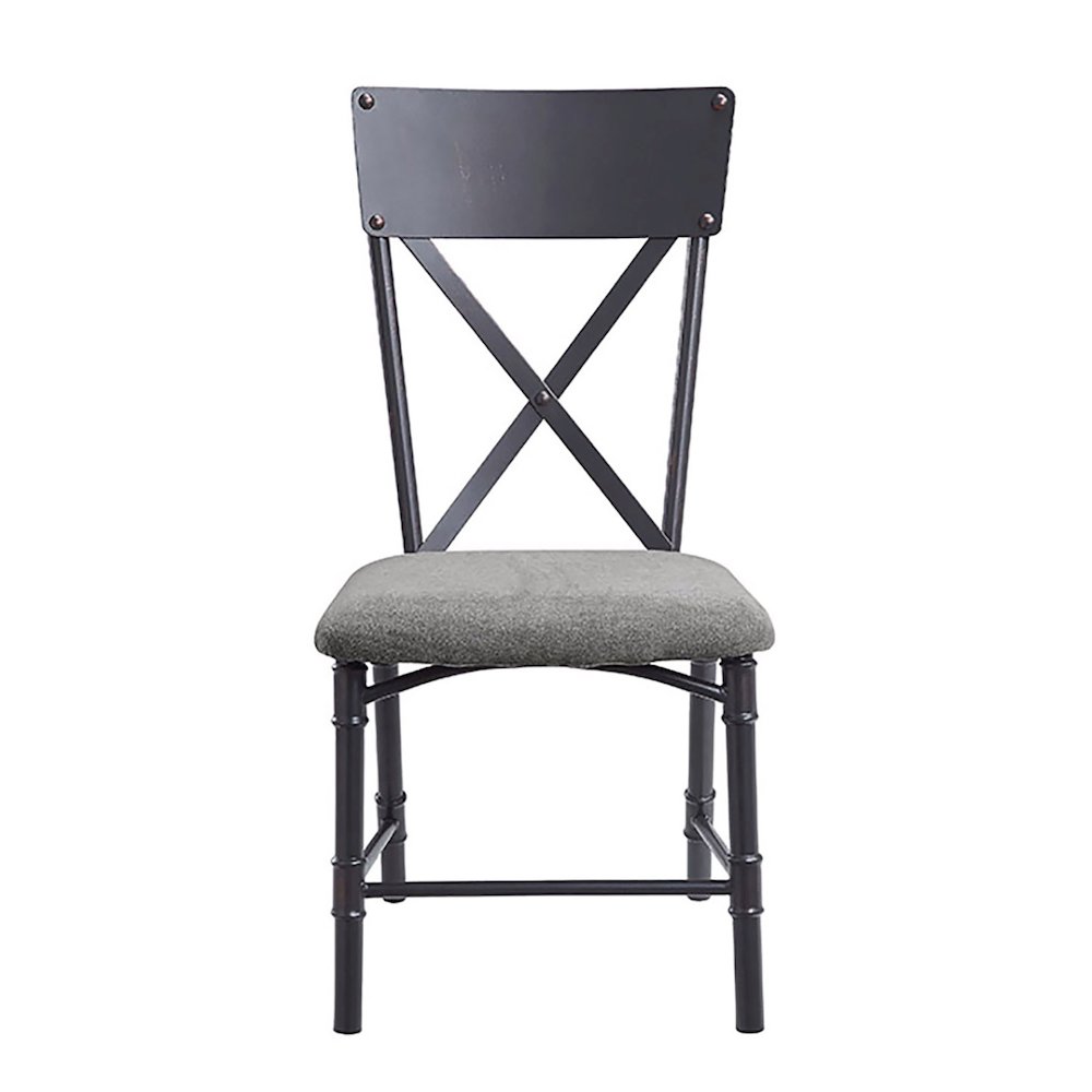 Grey and Sandy Black Side Chair with X-Shape Back (Set of 2). Picture 2
