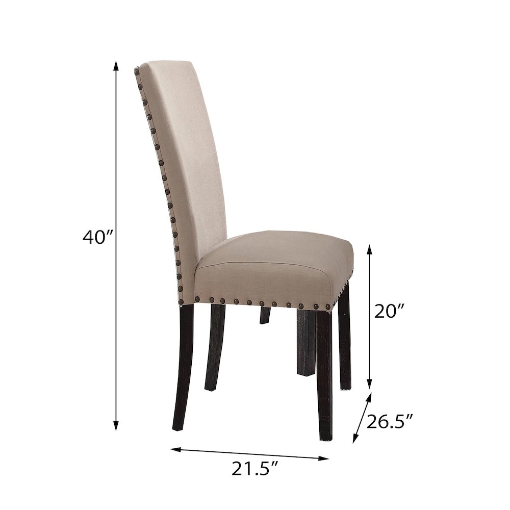 Beige and Salvage Dark Oak Upholstery Side Chair (Set of 2). Picture 2