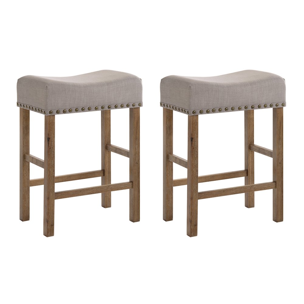 Counter Height Stools (Set of 2) with Nailhead-Trim. Picture 1