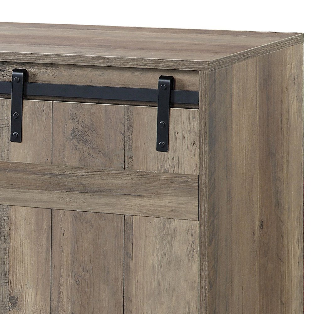 Grey Washed TV Stand with 2 Sliding Barn Doors. Picture 4