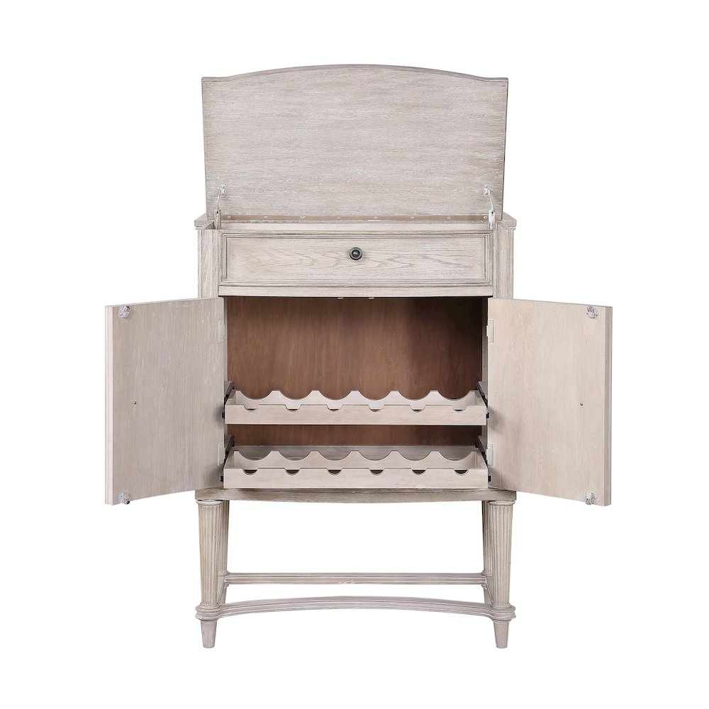 Vintage Bone White 1-drawer Wine Cabinet with Lift Top. Picture 3