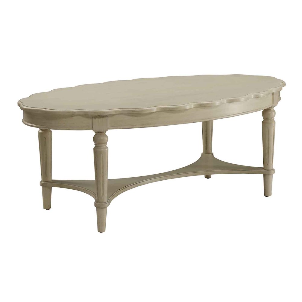 Antique White Coffee Table with Bottom Shelf. Picture 1
