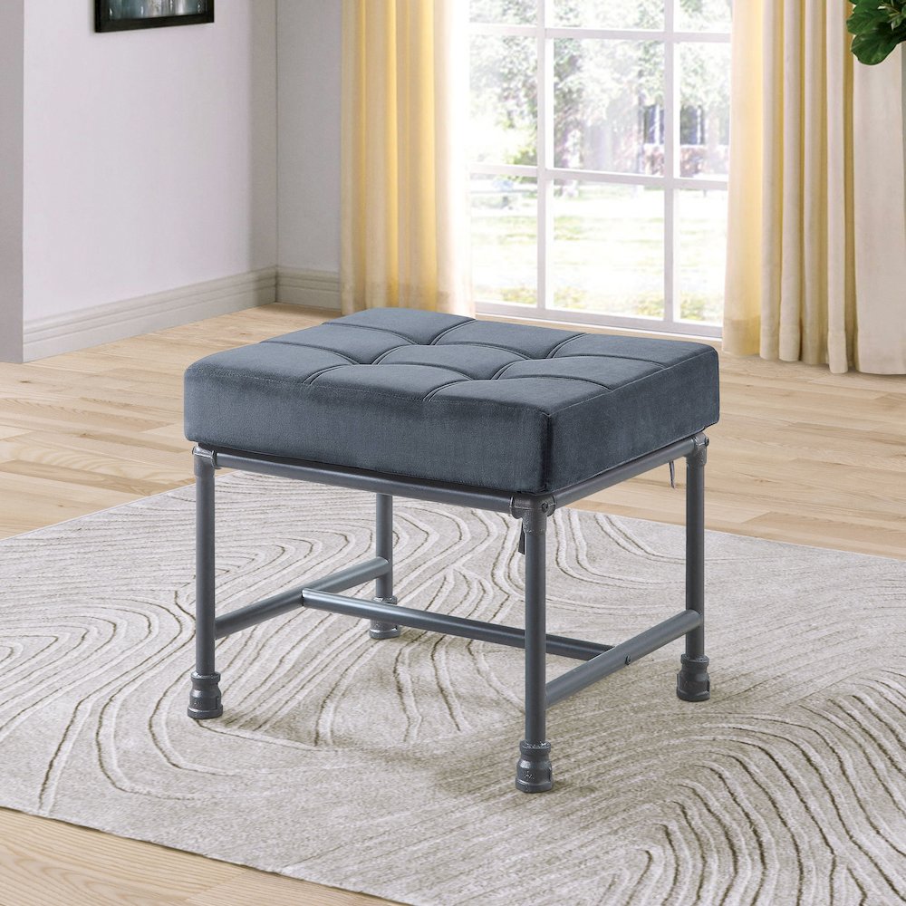 Grey and Sandy Grey Rectangle Ottoman. Picture 4