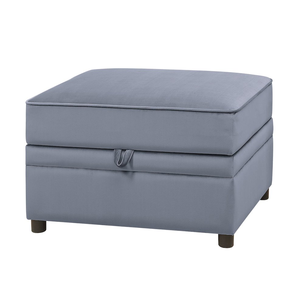 Grey Rectangle Storage Ottoman. Picture 1