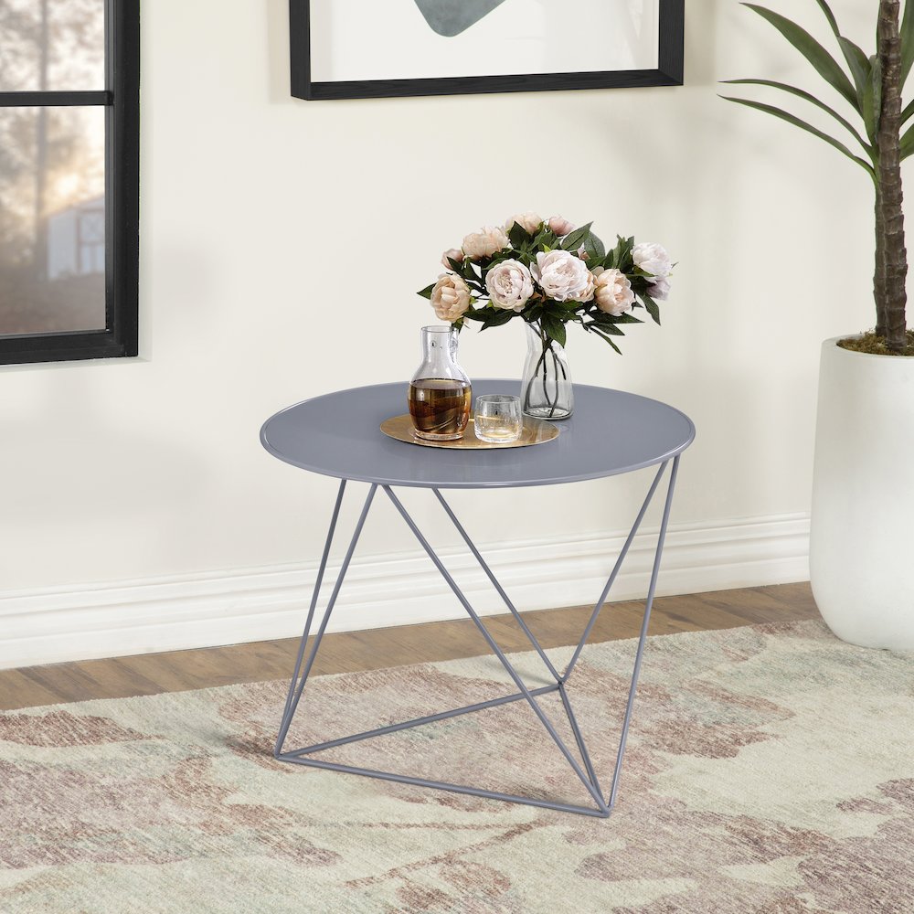 Geometric Metal Base Accent Table. Picture 4