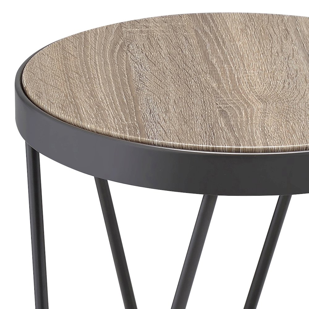 Weathered Grey Oak and Black End Table. Picture 3
