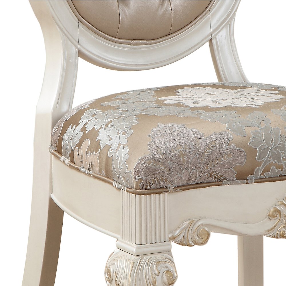 Rose Gold and Pearl White Tufted Back Side Chairs (Set of 2). Picture 2