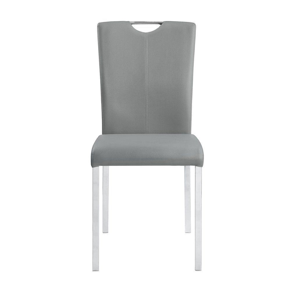 Grey and Chrome Tight Back Side Chairs ( Set of 2). Picture 2