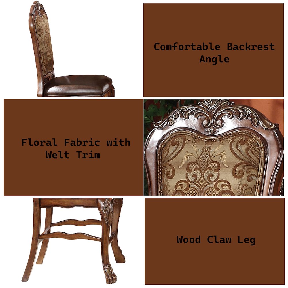Beige and Cherry Oak Counter Height Chairs (Set of 2). Picture 5