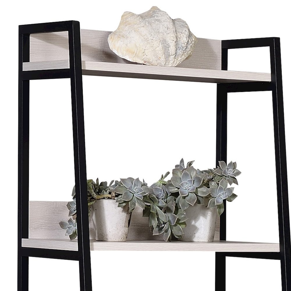 Natural and Black Ladder 5-tier Bookshelf. Picture 2