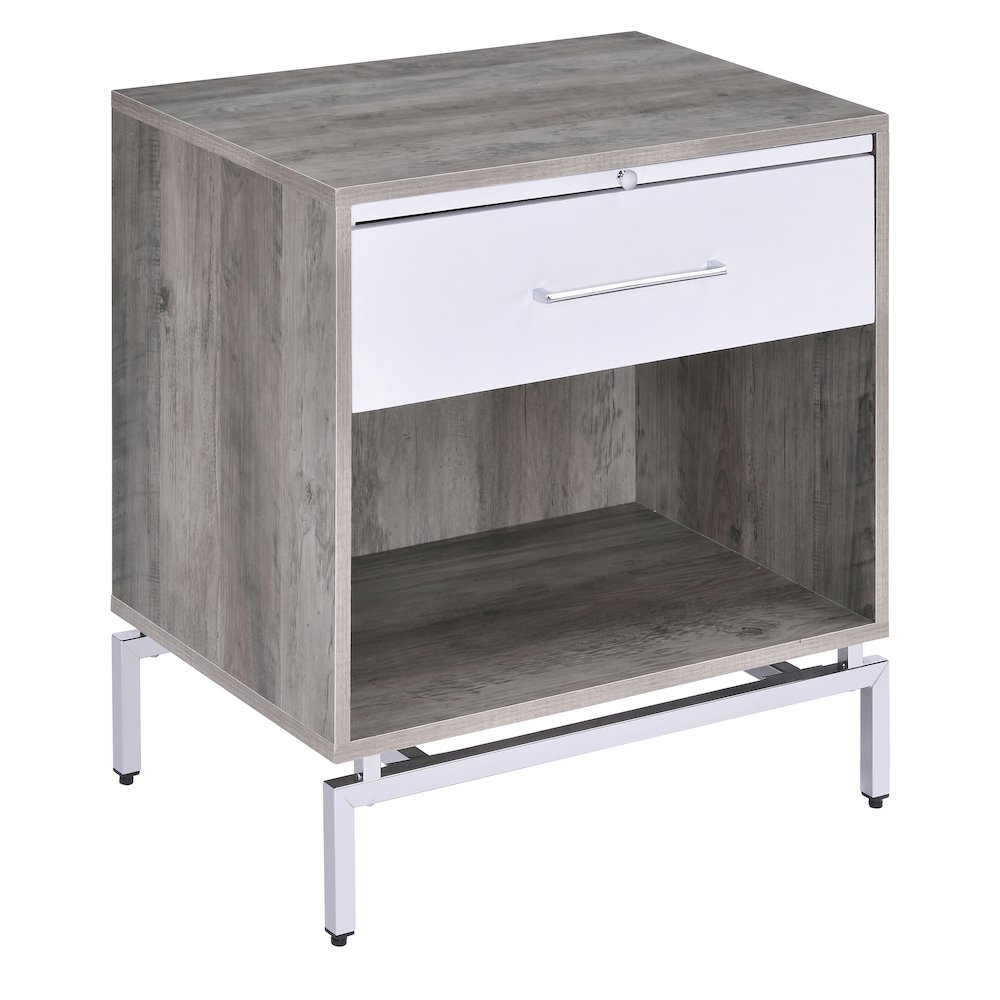 Weathered Grey Oak and White Accent Table. Picture 1