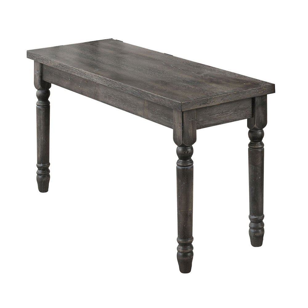 Weathered Grey Dining Bench with Turned Legs. Picture 1