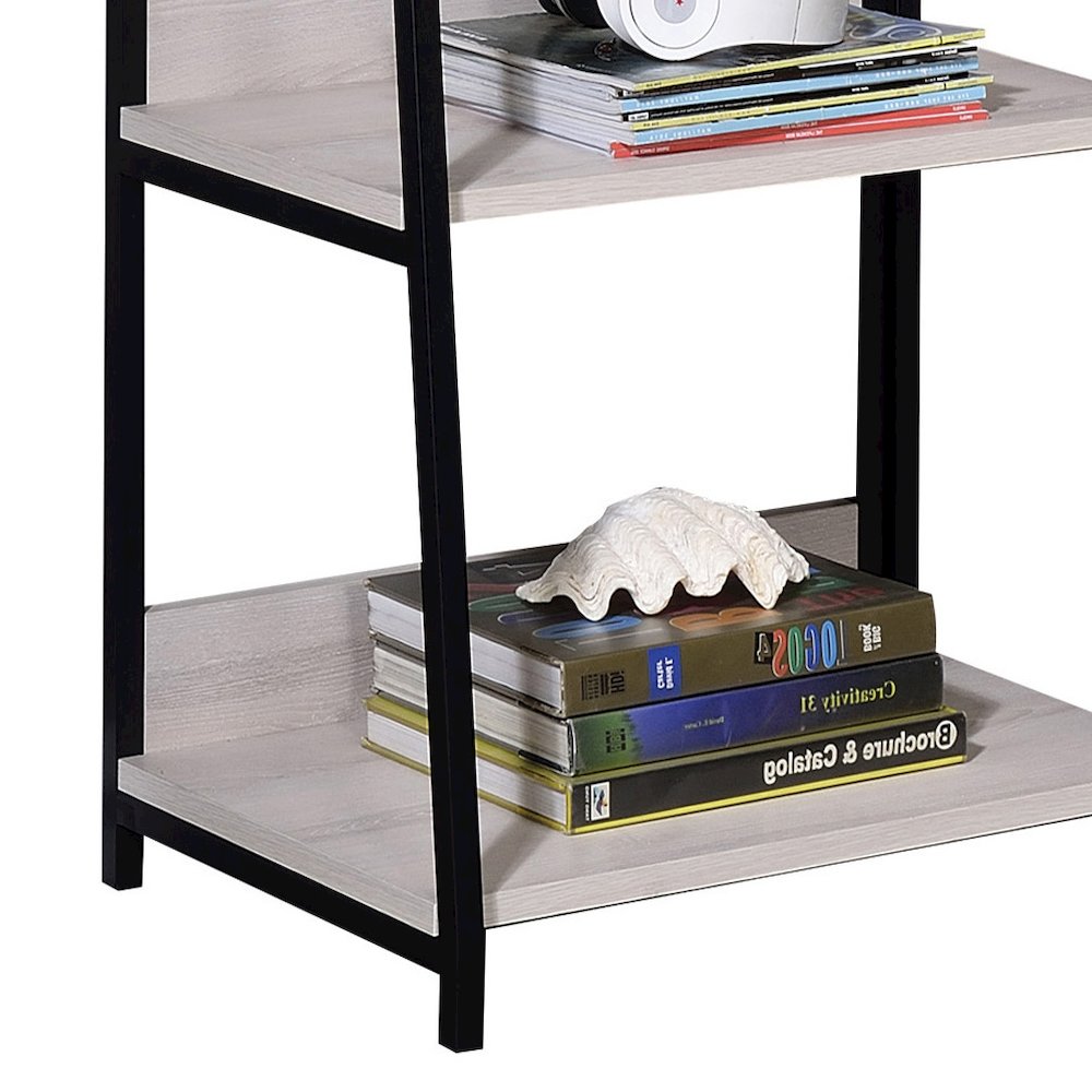Natural and Black Ladder 5-tier Bookshelf. Picture 3