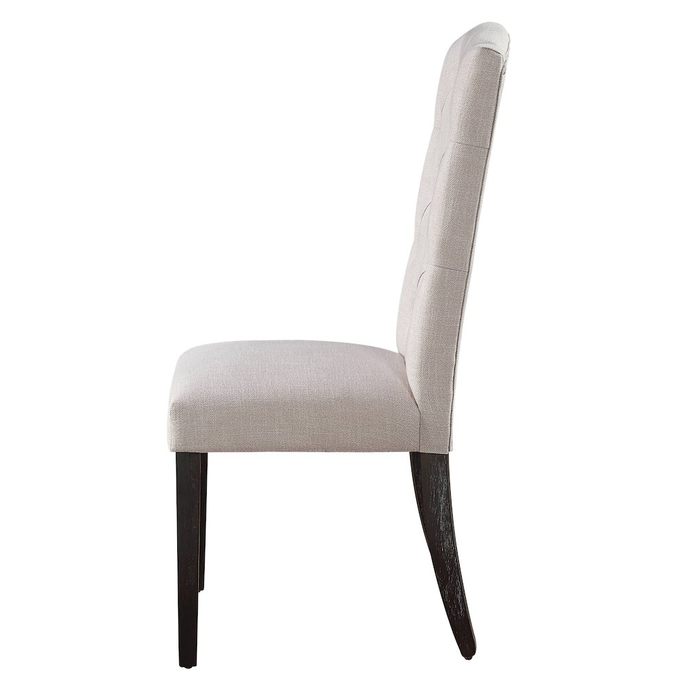 Beige and Weathered Espresso Tufted Back Side Chairs (Set of 2). Picture 3