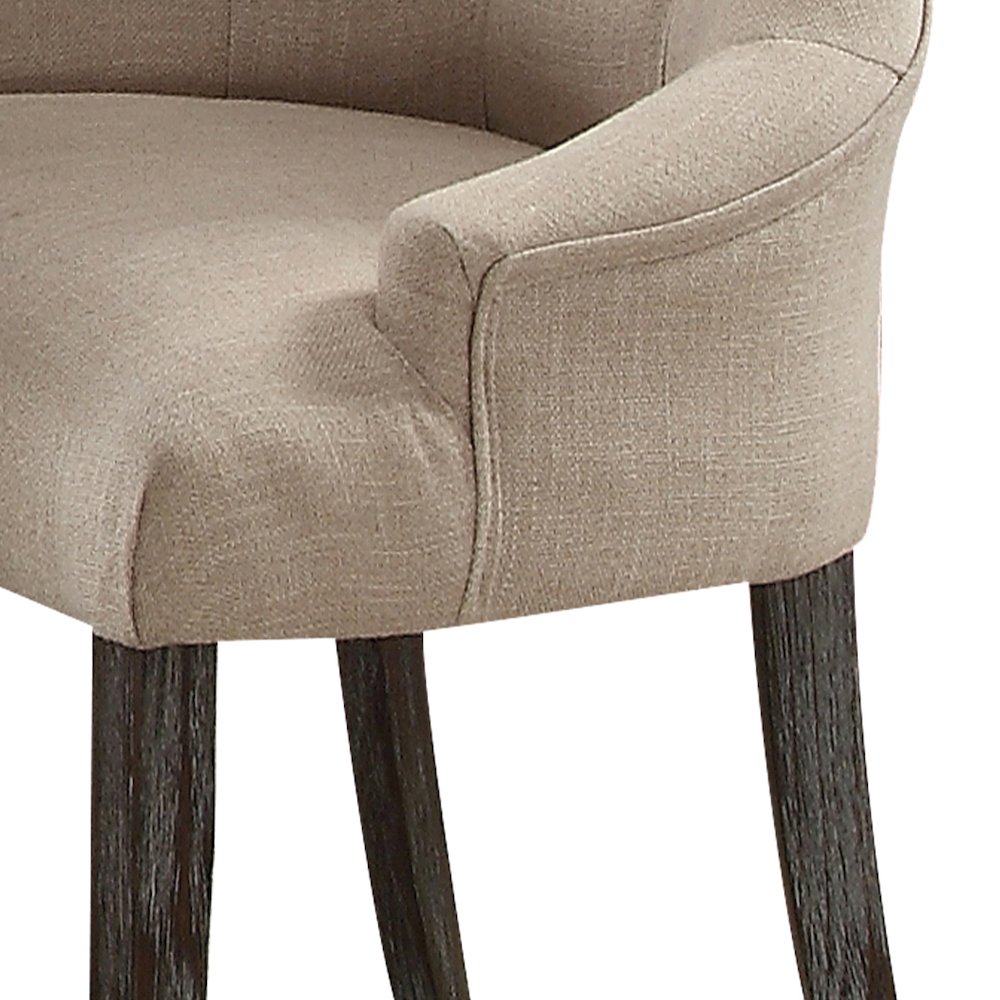 Beige and Weathered Espresso Tufted Back Arm Chairs (Set of 2). Picture 2
