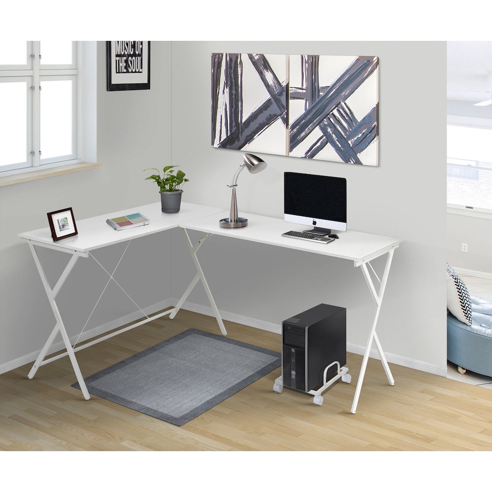 L-shaped Computer Desk with CPU Holder. Picture 5