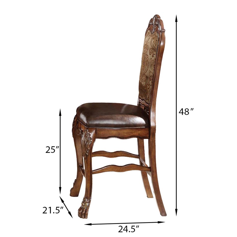 Beige and Cherry Oak Counter Height Chairs (Set of 2). Picture 3
