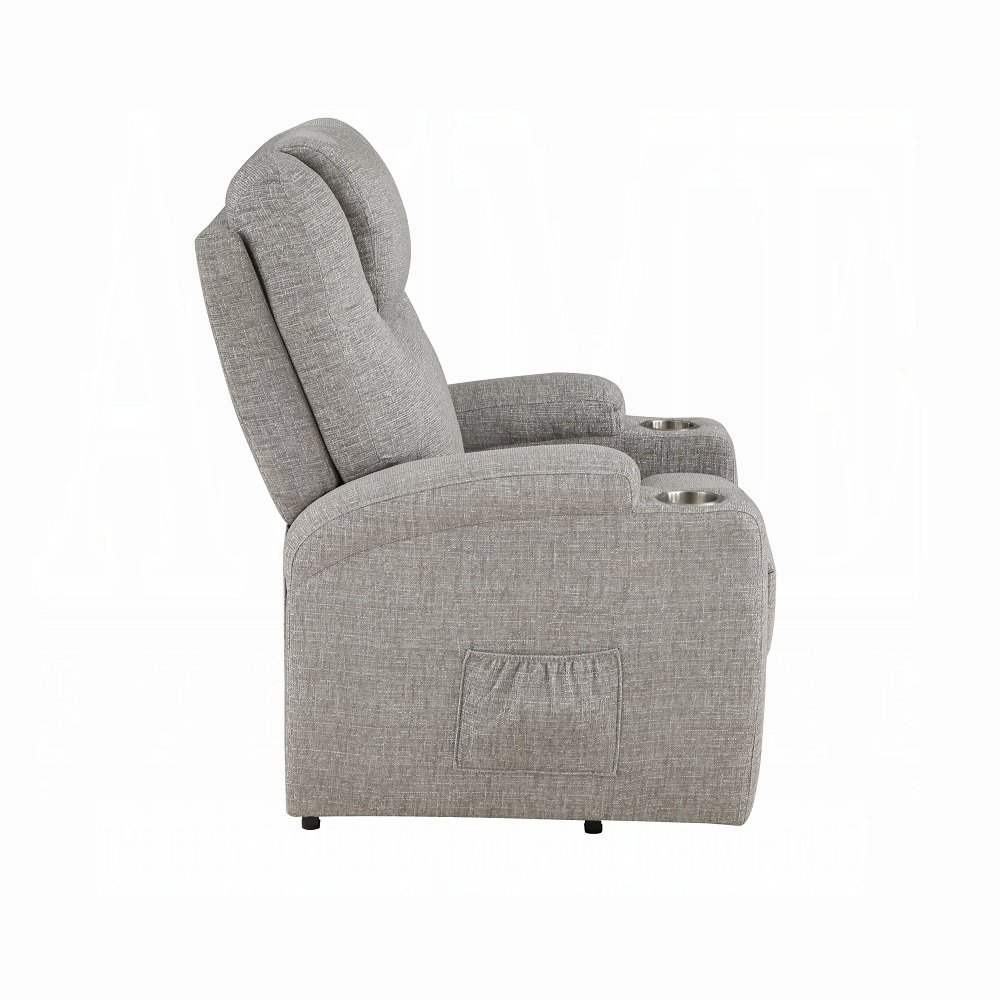Light Grey Power Recliner with Cupholder. Picture 4